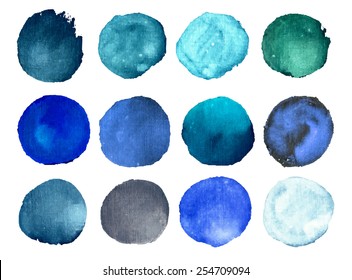 Colorful vector isolated watercolor paint circles