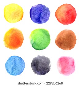 Colorful vector isolated Watercolors circles 