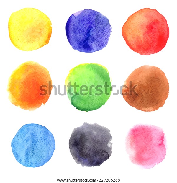 Colorful Vector Isolated Watercolors Circles Stock Vector Royalty Free