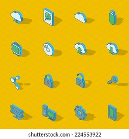 Colorful vector isometric flat design icon set. eps10