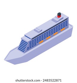Colorful vector isometric illustration of a modern cruise ship sailing on the high seas, perfect for travel and vacation concepts