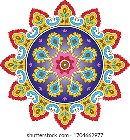 colorful vector kalamkari round design.