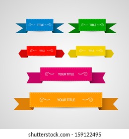 colorful vector labels, ribbons set 