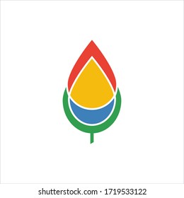 Colorful Vector leaf, golden shape and monochromatic one. Abstract emblem, logo, logotype element for template. Minimalist red, yellow, blue and green colors design concept.