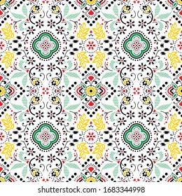 colorful vector leafs flowers mirror ripped pattern design.
