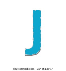 Letra vetorial colorida J em estilo de papel rasgado sobre fundo branco. EPS ideal para cartazes educativos, design de resgate, tipografia, visuais das crianças, scrapbooking e projetos do alfabeto criativo.
