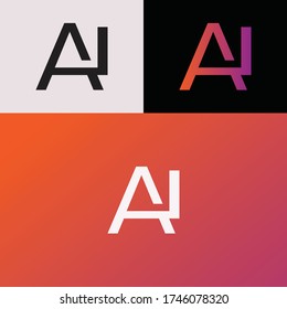 Colorful vector A letter + L letter add logo design 