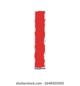 Letra vetorial colorida I em um estilo de papel rasgado sobre fundo branco. EPS perfeito para cartazes, aprendizado infantil, arte em resgate, designs de livros de recortes, tipografia digital e materiais educacionais.
