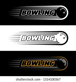 Colorful vector logo of bowling,with the image of the ball in bowling,accelerating after the throw