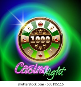 Colorful vector logo for casino with neon text