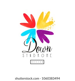 Colorful vector logo for centers or organizations helping people with Down Syndrome. Abstract design for brochure or postcard for Autism Day