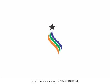 Colorful Vector Logo Design. Curve with star logo design template