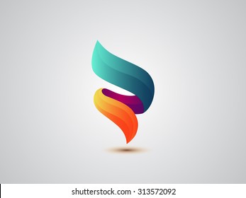 Colorful Vector Logo Design. Icon Concept. Abstract Ribbons