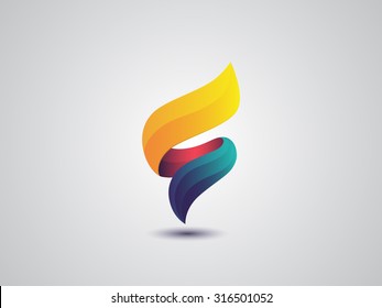 Colorful Vector Logo Design. Icon Concept. Abstract Ribbons