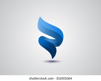 Colorful Vector Logo Design. Icon Concept. Abstract Ribbons