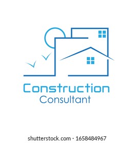 Colorful vector logo with dummy text on white background for construction or consulting business.