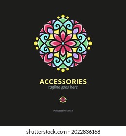 Colorful vector logo. Elegant, classic elements. Can be used for jewelry, beauty and fashion industry. Great for emblem, invitation, flyer, menu, background, or any desired idea.