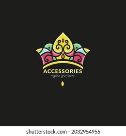 Colorful vector logo. Elegant, classic elements. Can be used for jewelry, beauty and fashion industry. Great for emblem, invitation, flyer, menu, background, or any desired idea.