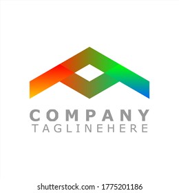 Colorful vector logo with the initials "A" or "AM" or "pq". Relevant is used for real estate, beauty and business logos.