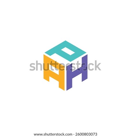 colorful vector logo of letter A P H in a cube shape