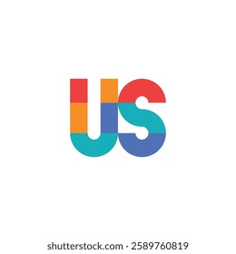 colorful vector logo of letter U S