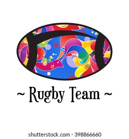 colorful vector logo for a Rugby team. Ideal for female sport team or design posters, t-shirts and banners of the competition.