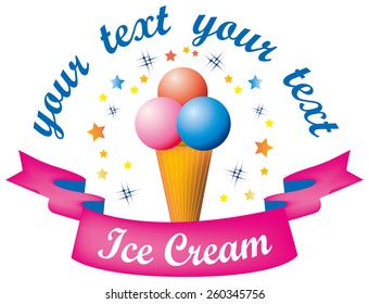 colorful vector logo with stars and ribbon