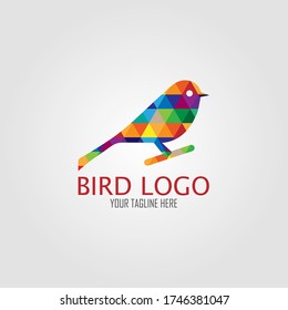 Colorful vector Low Poly bird logo in multicolor, Creative abstract geometric illustration.	