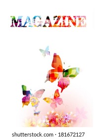 Colorful vector magazine background with butterflies 