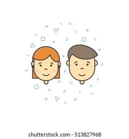 Colorful vector man woman user icons for web design isolated