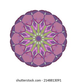 Colorful vector mandala. Beautiful round ornamental flower in ethnic oriental or Indian style. Element for print or design.  