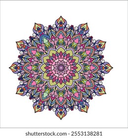 É um design de mandala vetor colorido.