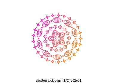 Diseño de mandala vectorial colorida. Motif redondo de cosecha oriental. Pintura colorida kaleidoscopio mandala. Patrón abstracto dibujado a mano, impresión, fondo transparente.