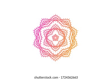 Diseño de mandala vectorial colorida. Motif redondo de cosecha oriental. Pintura colorida kaleidoscopio mandala. Patrón abstracto dibujado a mano, impresión, fondo transparente.