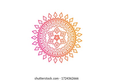 Colorful vector mandala design. Oriental vintage round motif. Colorful painting kaleidoscope mandala. Hand drawn abstract pattern, print, seamless background.