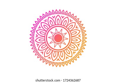 Colorful vector mandala design. Oriental vintage round motif. Colorful painting kaleidoscope mandala. Hand drawn abstract pattern, print, seamless background.