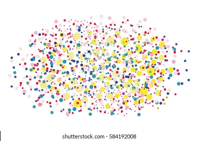 Colorful vector many round tiny confetti isolated on white background Pattern with small particles, grains like chocolate chips pastry Vector illustration