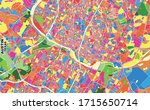 Colorful vector map of Austin, Texas, U.S.A.. Art Map template for selfprinting wall art in landscape format.