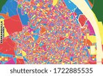 Colorful vector map of Barranquilla, Colombia. Art Map template for selfprinting wall art in landscape format.