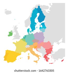 Colorful vector map of EU, European Union. Member states after brexit in 2020.