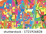 Colorful vector map of Federal Way, Washington, USA. Art Map template for selfprinting wall art in landscape format.