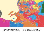 Colorful vector map of Kingston, Saint James, Jamaica. Art Map template for selfprinting wall art in landscape format.