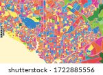 Colorful vector map of Manaus, Brazil. Art Map template for selfprinting wall art in landscape format.