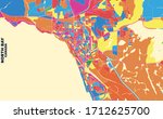 Colorful vector map of North Bay, Ontario, Canada. Art Map template for selfprinting wall art in landscape format.