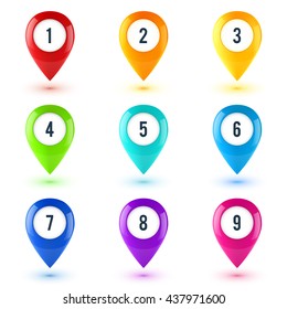 Colorful vector map point symbols set