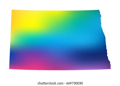 Colorful vector map of state North Dakota. Isolated illustration on white background