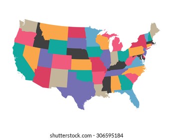 colorful vector map of United States