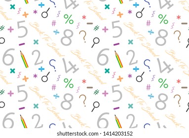 Colorful vector of math symbols seamless pattern for education . transparency  background