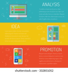 Colorful vector media, electronics, business flat icon set
