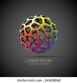 Colorful vector mesh sphere.